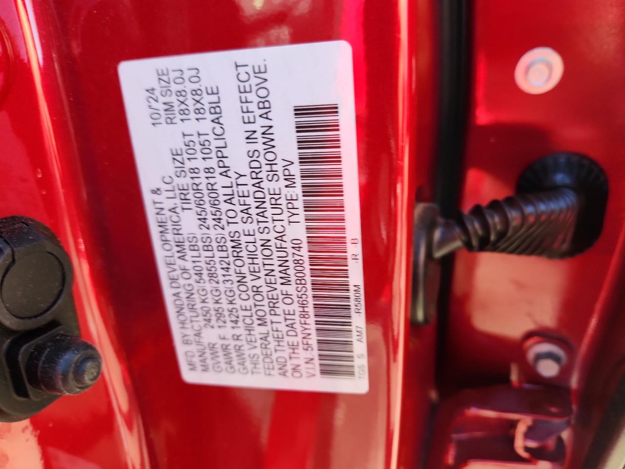 2025 Honda Passport Trail Sport VIN: 5FNYF8H65SB008740 Lot: 80834165