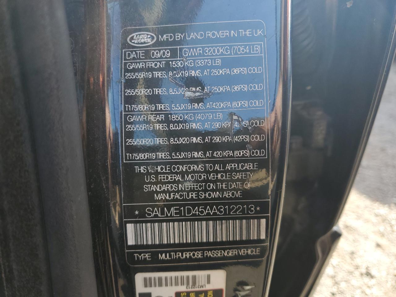 2010 Land Rover Range Rover Hse VIN: SALME1D45AA312213 Lot: 81884145