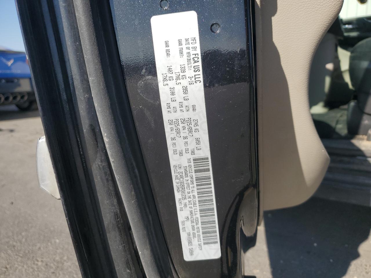 2016 Chrysler Town & Country Touring VIN: 2C4RC1BG9GR301235 Lot: 80667825