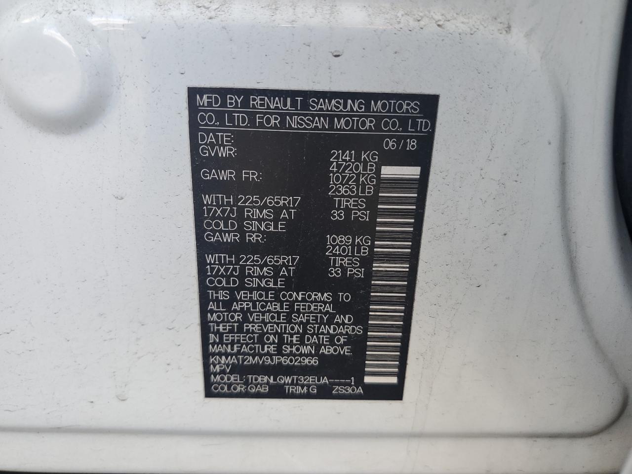 2018 Nissan Rogue S VIN: KNMAT2MV9JP602966 Lot: 84411745