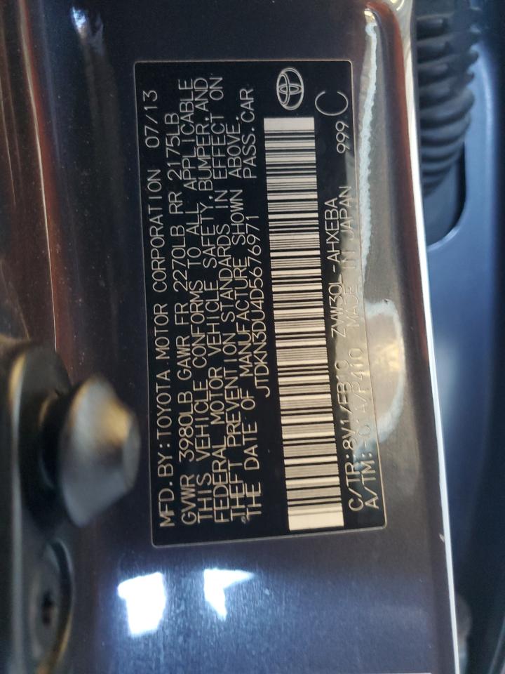 2013 Toyota Prius VIN: JTDKN3DU4D5676971 Lot: 80735255