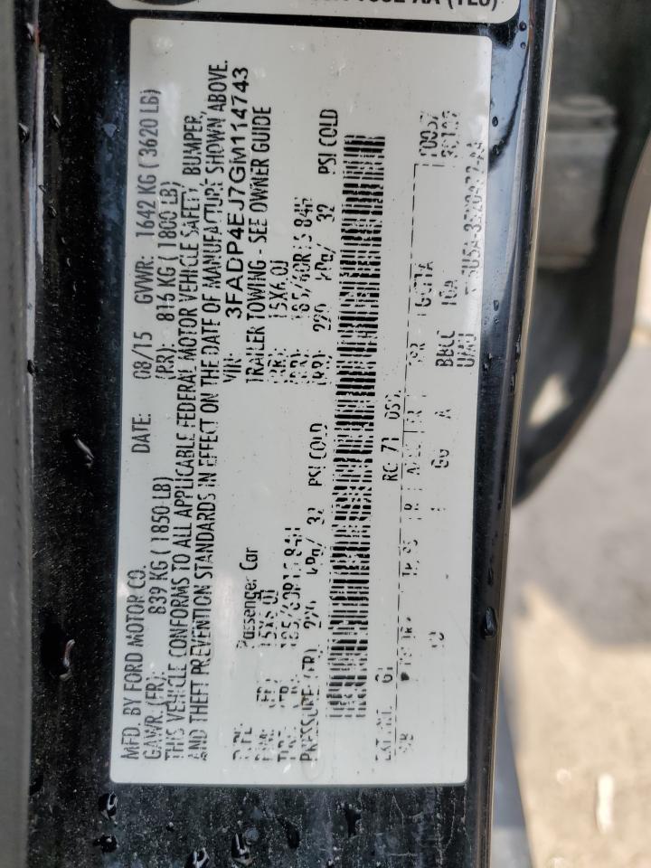 2016 Ford Fiesta Se VIN: 3FADP4EJ7GM114743 Lot: 71462285