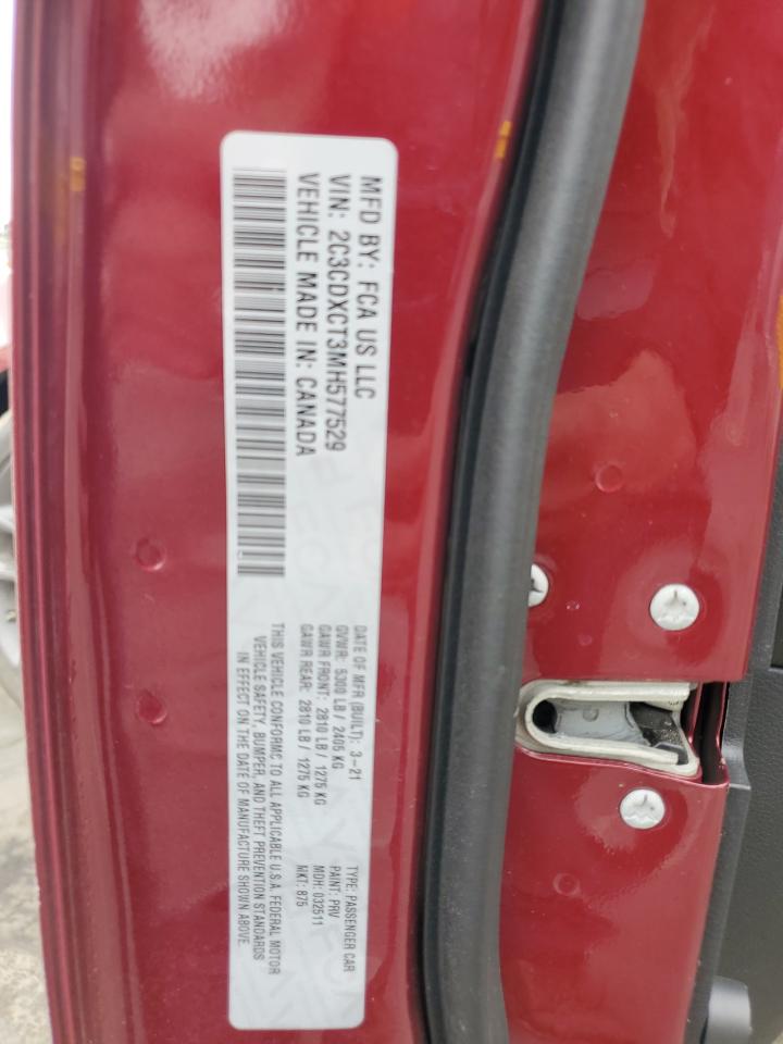 2021 Dodge Charger R/T VIN: 2C3CDXCT3MH577529 Lot: 80135865