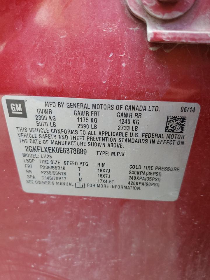 2014 GMC Terrain Slt VIN: 2GKFLXEK0E6378889 Lot: 71686095