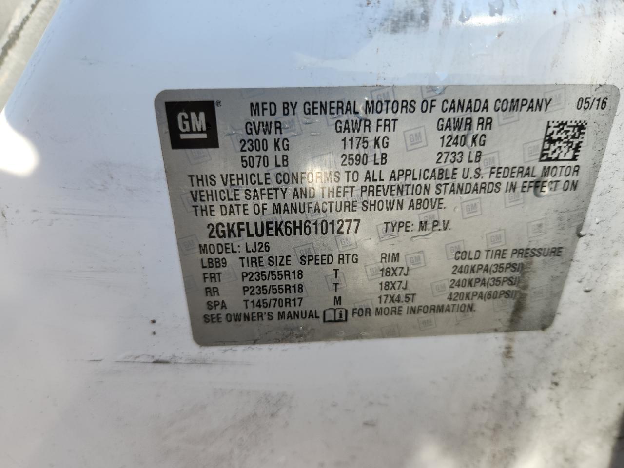 2017 GMC Terrain Slt VIN: 2GKFLUEK6H6101277 Lot: 80712615
