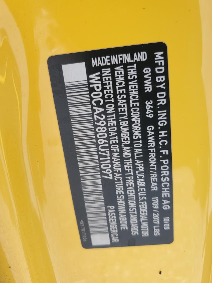 2006 Porsche Boxster VIN: WP0CA29806U711097 Lot: 80120815