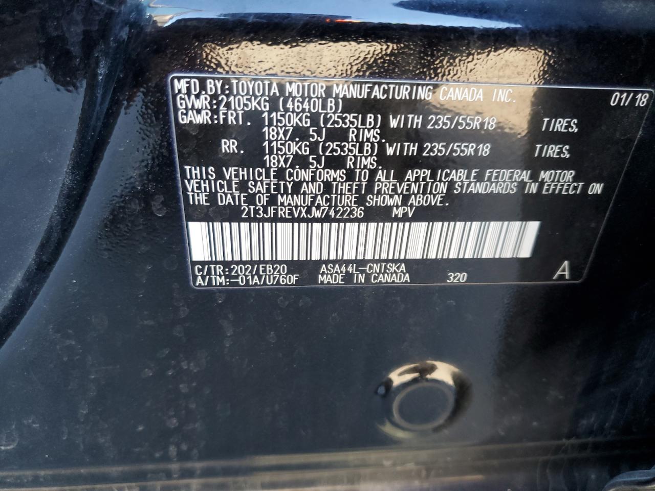 2018 Toyota Rav4 Se VIN: 2T3JFREVXJW742236 Lot: 84016665