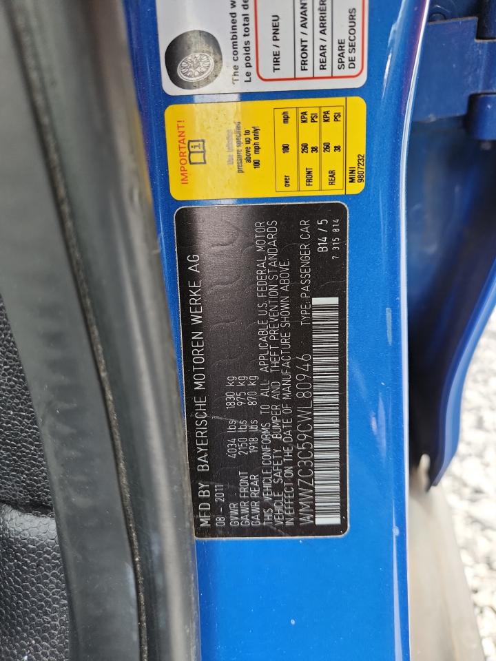 2012 Mini Cooper S Countryman VIN: WMWZC3C59CWL80946 Lot: 71732835