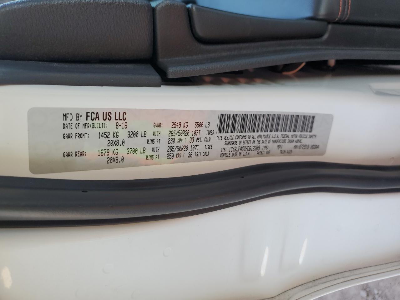 2017 Jeep Grand Cherokee Laredo VIN: 1C4RJFAG2HC612309 Lot: 80520885