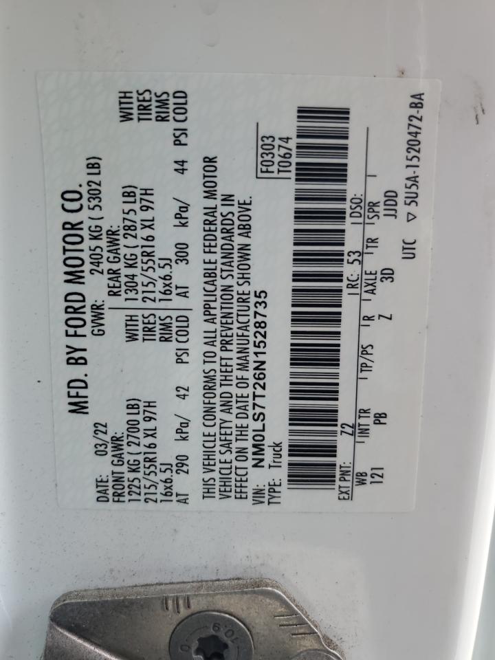 2022 Ford Transit Connect Xlt VIN: NM0LS7T26N1528735 Lot: 72047125