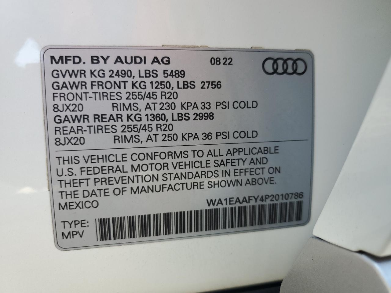 2023 Audi Q5 Premium Plus 45 VIN: WA1EAAFY4P2010786 Lot: 81521425