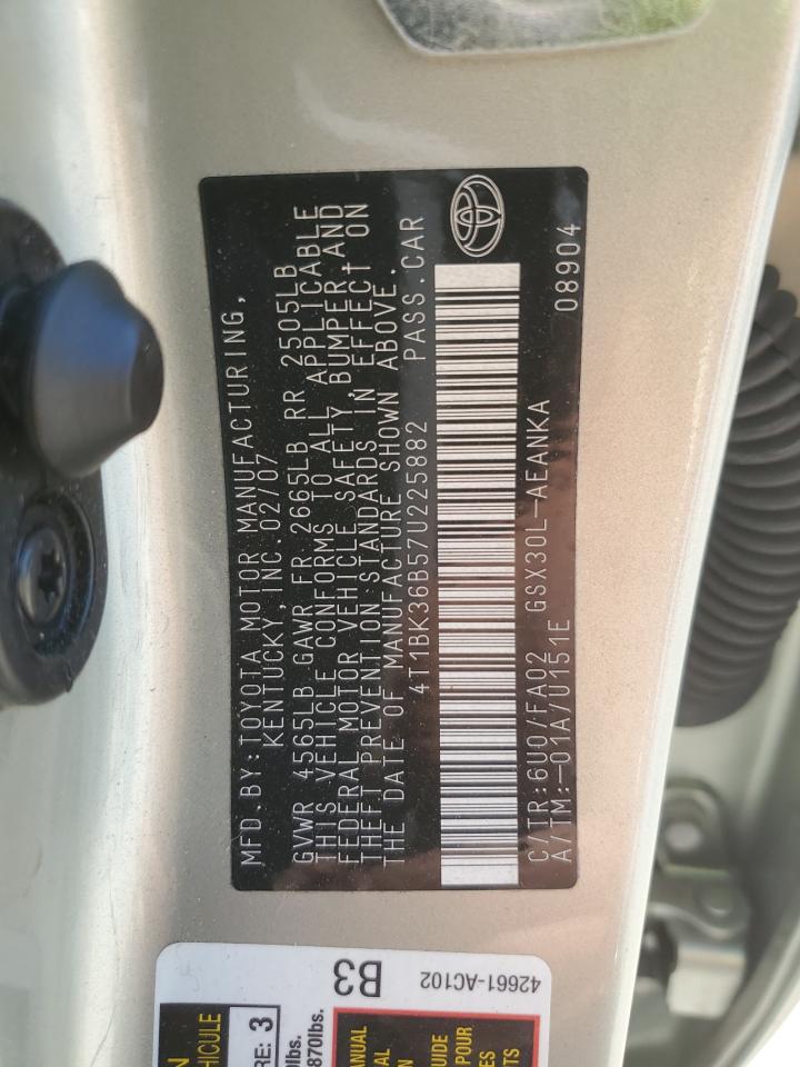 2007 Toyota Avalon Xl VIN: 4T1BK36B57U225882 Lot: 84210605