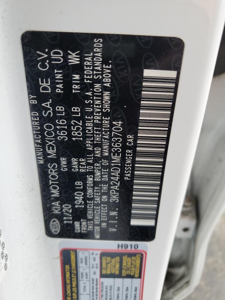 2021 Kia Rio Lx VIN: 3KPA24AD1ME363704 Lot: 81819865