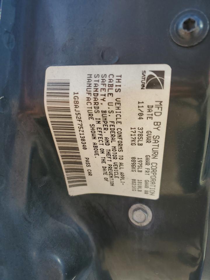 2005 Saturn Ion Level 2 VIN: 1G8AJ52F75Z130340 Lot: 80653735