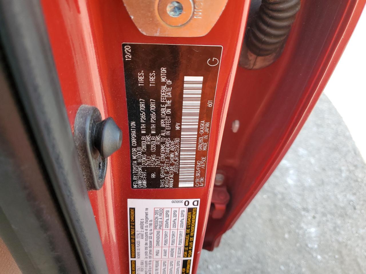 2021 Toyota 4Runner Sr5 VIN: JTEEU5JR1M5236780 Lot: 72019125