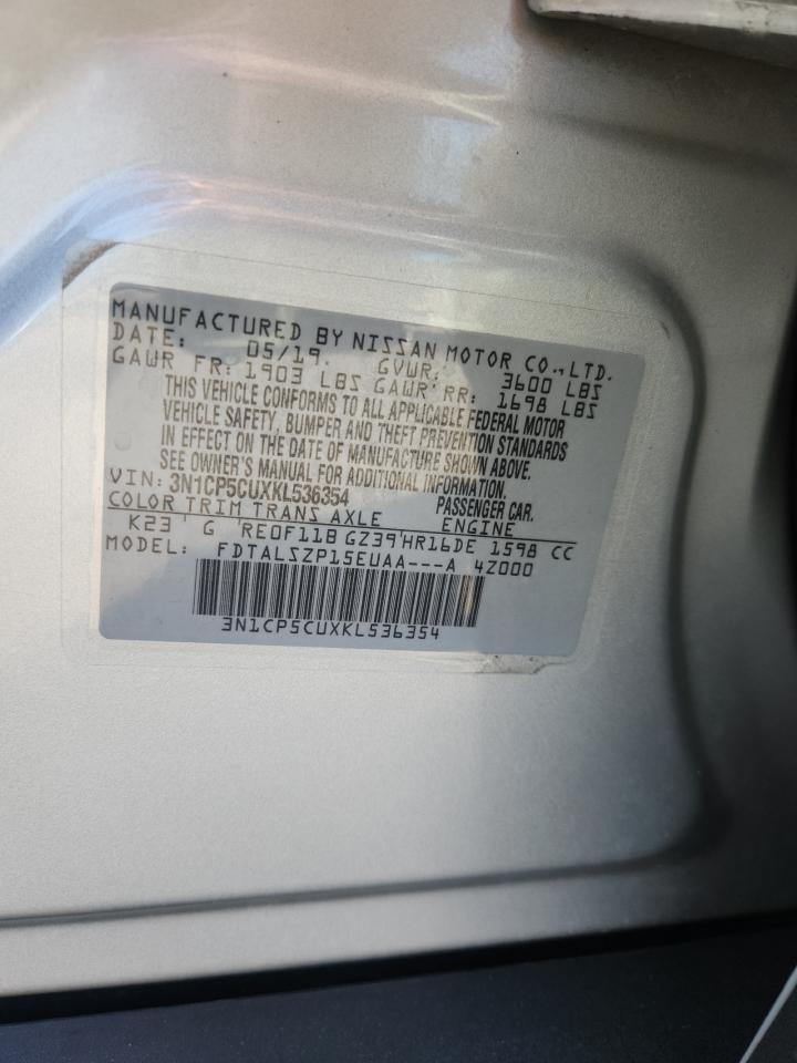 2019 Nissan Kicks S VIN: 3N1CP5CUXKL536354 Lot: 81660215