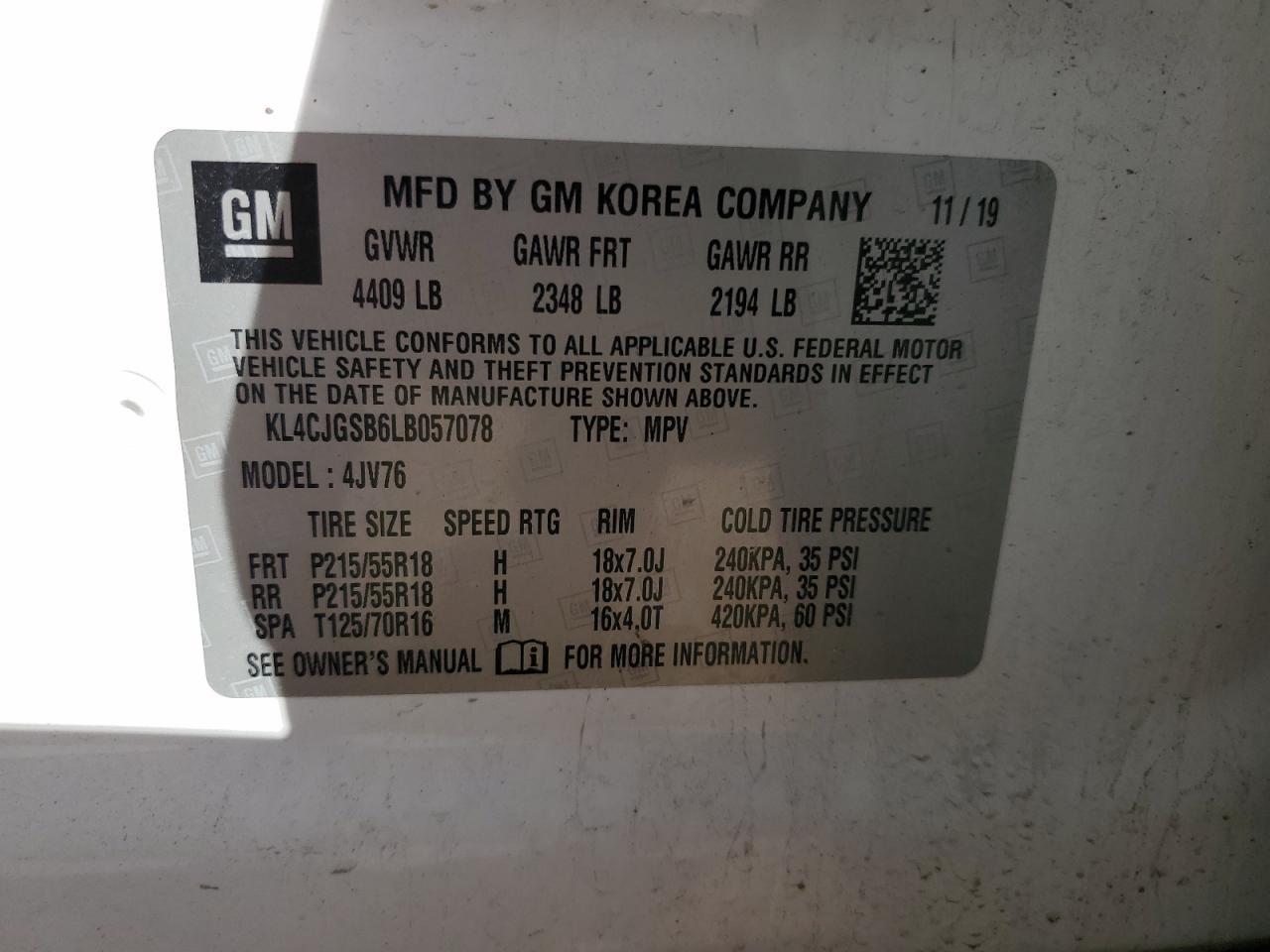 2020 Buick Encore Essence VIN: KL4CJGSB6LB057078 Lot: 84263145