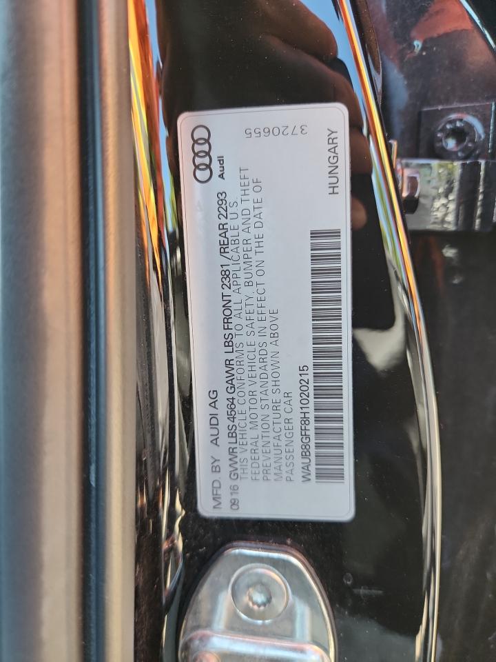 2017 Audi A3 Premium VIN: WAUB8GFF8H1020215 Lot: 70900985