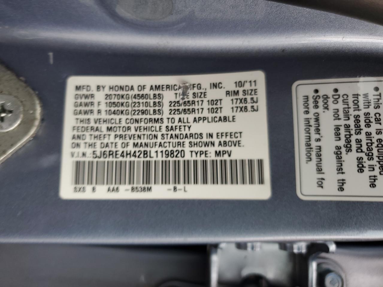 2011 Honda Cr-V Se VIN: 5J6RE4H42BL119820 Lot: 84720755