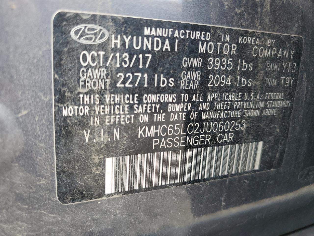 2018 Hyundai Ioniq Blue VIN: KMHC65LC2JU060253 Lot: 71412715