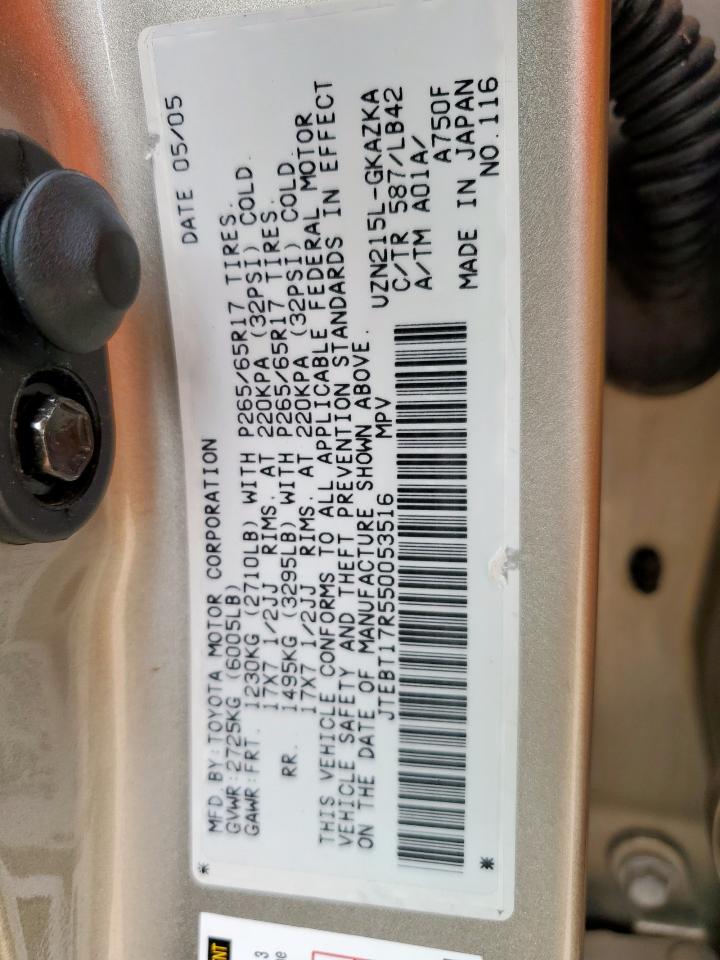 2005 Toyota 4Runner Limited VIN: JTEBT17R550053516 Lot: 81085785