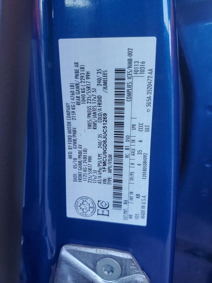 2018 Ford Escape Se VIN: 1FMCU9GD8JUC51269 Lot: 84543995