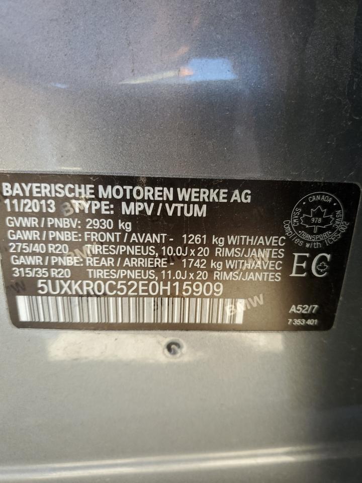 2014 BMW X5 xDrive35I VIN: 5UXKR0C52E0H15909 Lot: 80073245