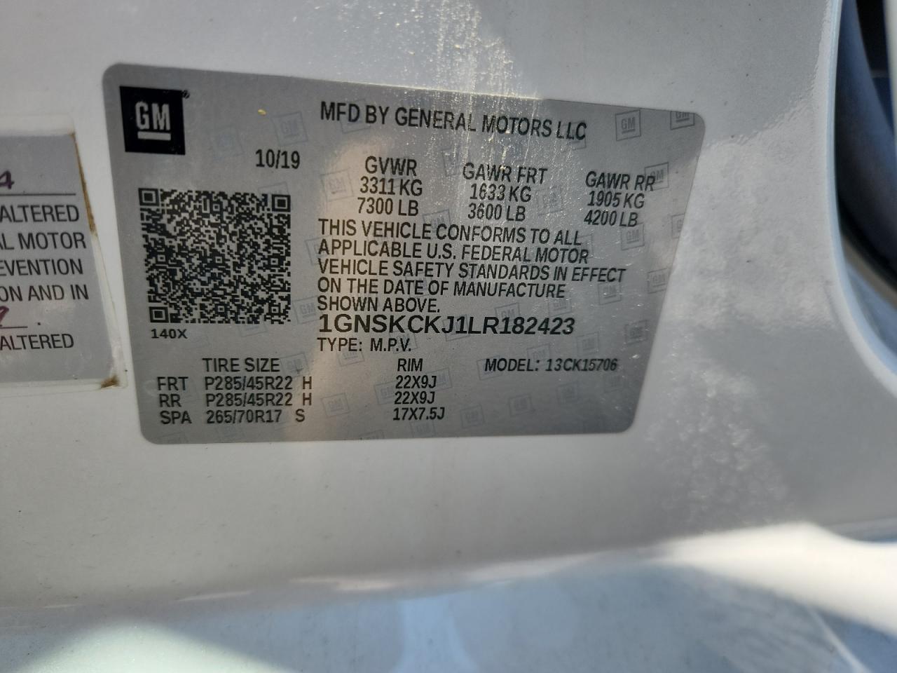 2020 Chevrolet Tahoe K1500 Premier VIN: 1GNSKCKJ1LR182423 Lot: 81146275