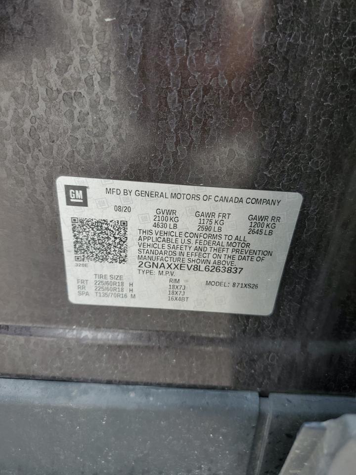 2020 Chevrolet Equinox Premier VIN: 2GNAXXEV8L6263837 Lot: 81203445