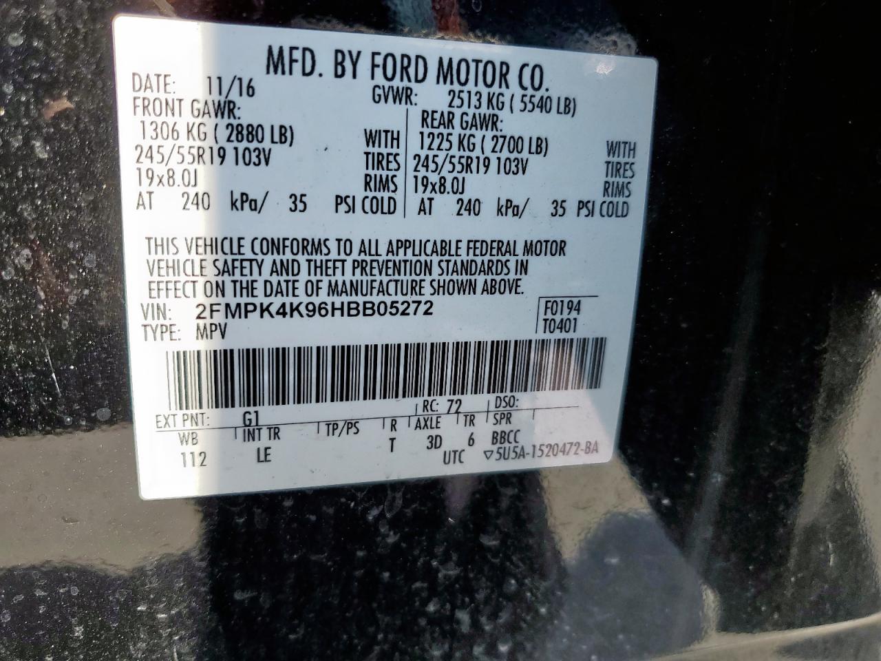 2017 Ford Edge Titanium VIN: 2FMPK4K96HBB05272 Lot: 80734585