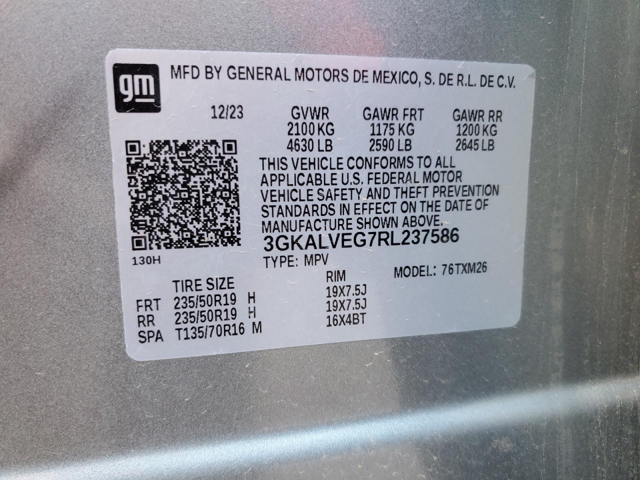 2024 GMC Terrain Slt VIN: 3GKALVEG7RL237586 Lot: 72089385