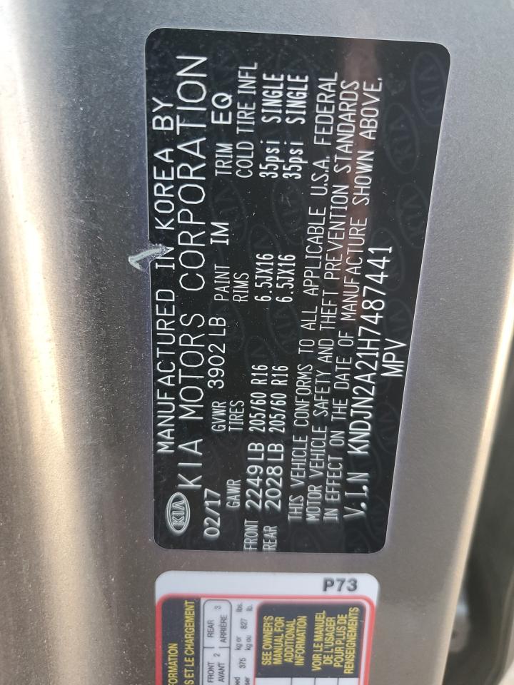 2017 Kia Soul VIN: KNDJN2A21H7487441 Lot: 81822325