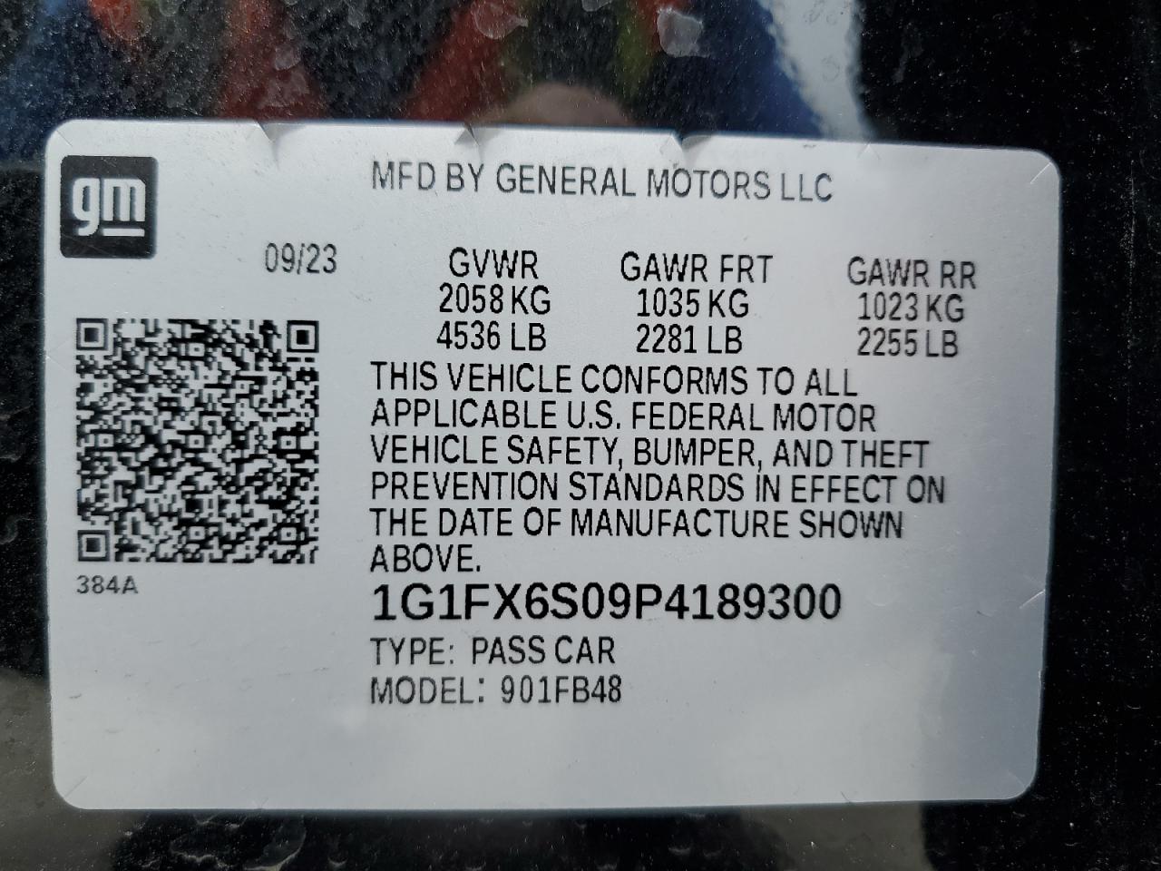 2023 Chevrolet Bolt Ev 2Lt VIN: 1G1FX6S09P4189300 Lot: 71512845