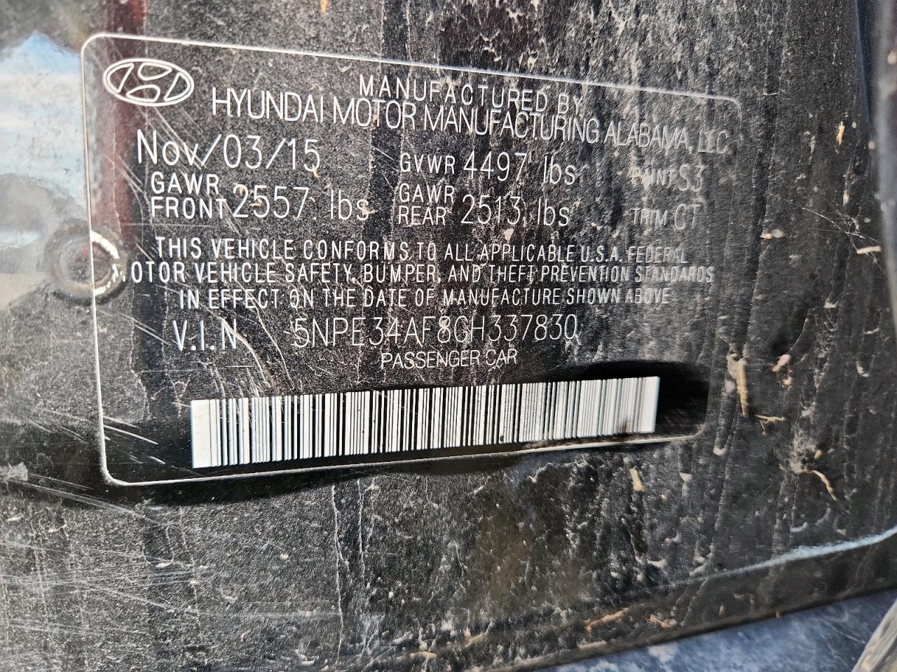 2016 Hyundai Sonata Sport VIN: 5NPE34AF8GH337830 Lot: 84204755