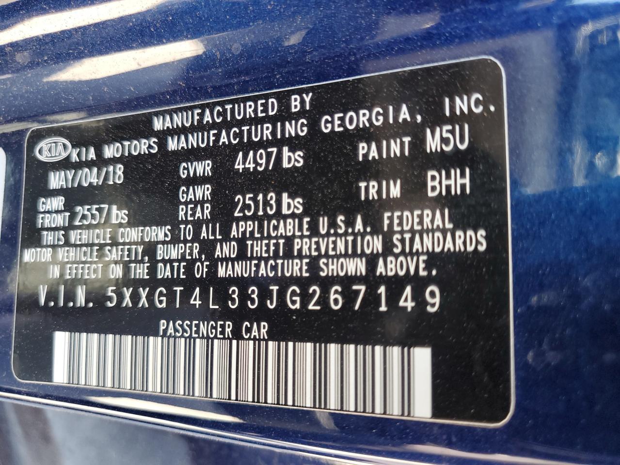 2018 Kia Optima Lx VIN: 5XXGT4L33JG267149 Lot: 69660775