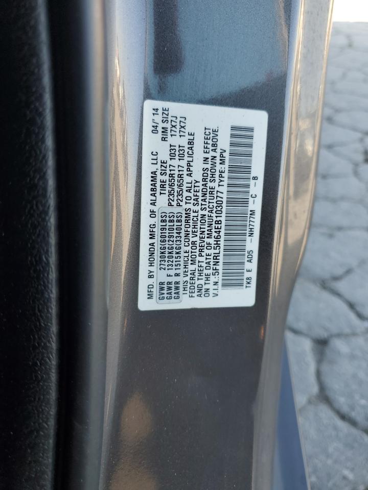 2014 Honda Odyssey Exl VIN: 5FNRL5H64EB103077 Lot: 80828825