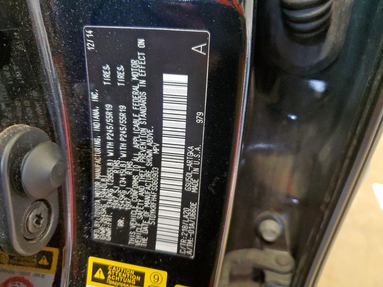 2015 Toyota Highlander Limited VIN: 5TDYKRFH4FS060903 Lot: 80790705