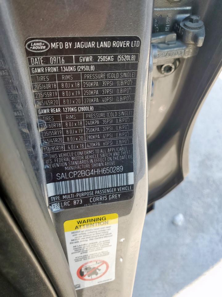 2017 Land Rover Discovery Sport Se VIN: SALCP2BG4HH650289 Lot: 81808205