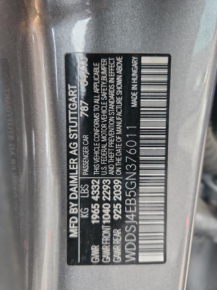 2016 Mercedes-Benz Cla 250 VIN: WDDSJ4EB5GN376011 Lot: 81336265