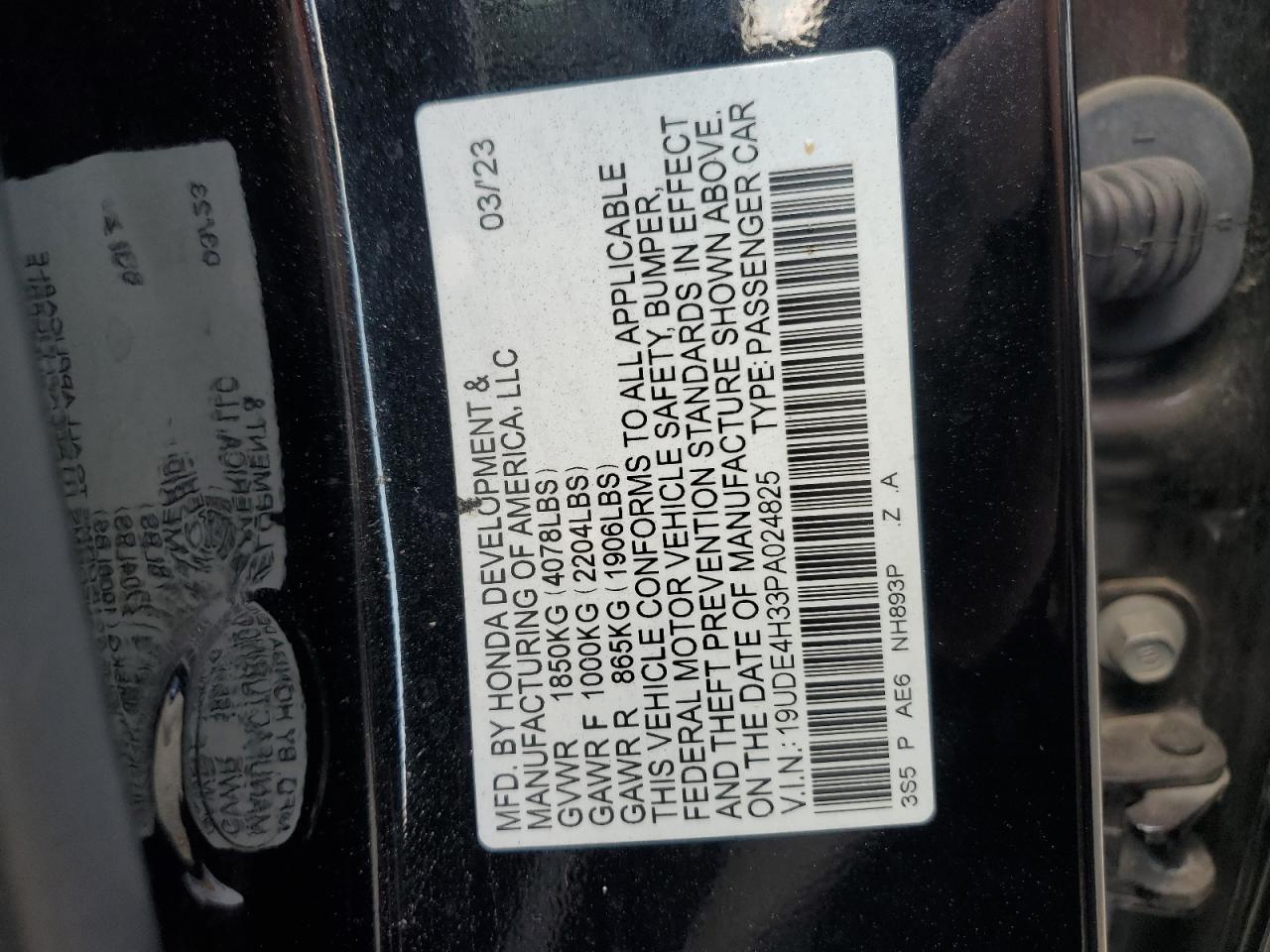 2023 Acura Integra A-Spec VIN: 19UDE4H33PA024825 Lot: 71457685