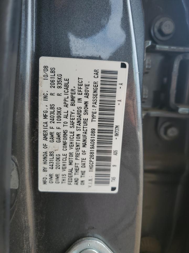 2009 Honda Accord Exl VIN: 1HGCP26819A061089 Lot: 81229525