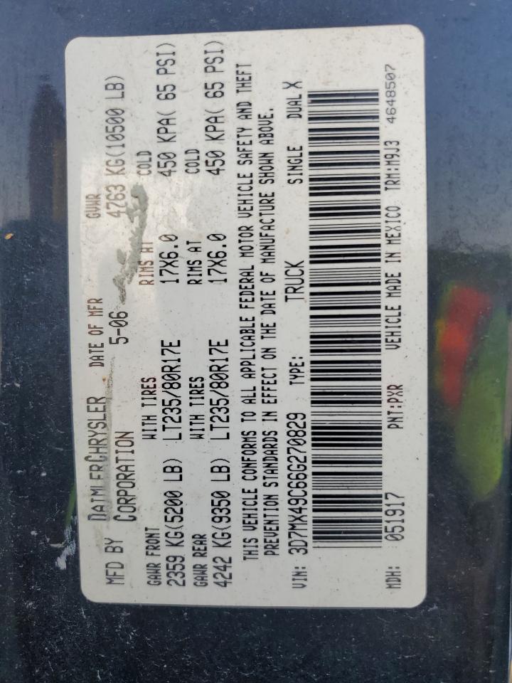 2006 Dodge Ram 3500 VIN: 3D7MX49C66G270829 Lot: 80117865