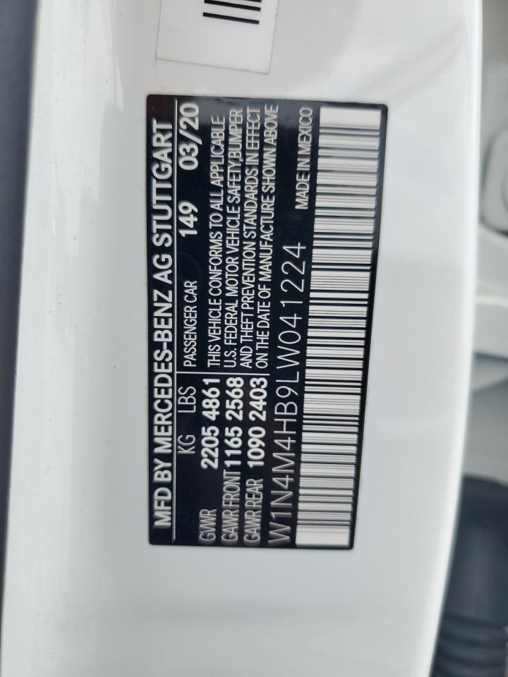 2020 Mercedes-Benz Glb 250 4Matic VIN: W1N4M4HB9LW041224 Lot: 80100855
