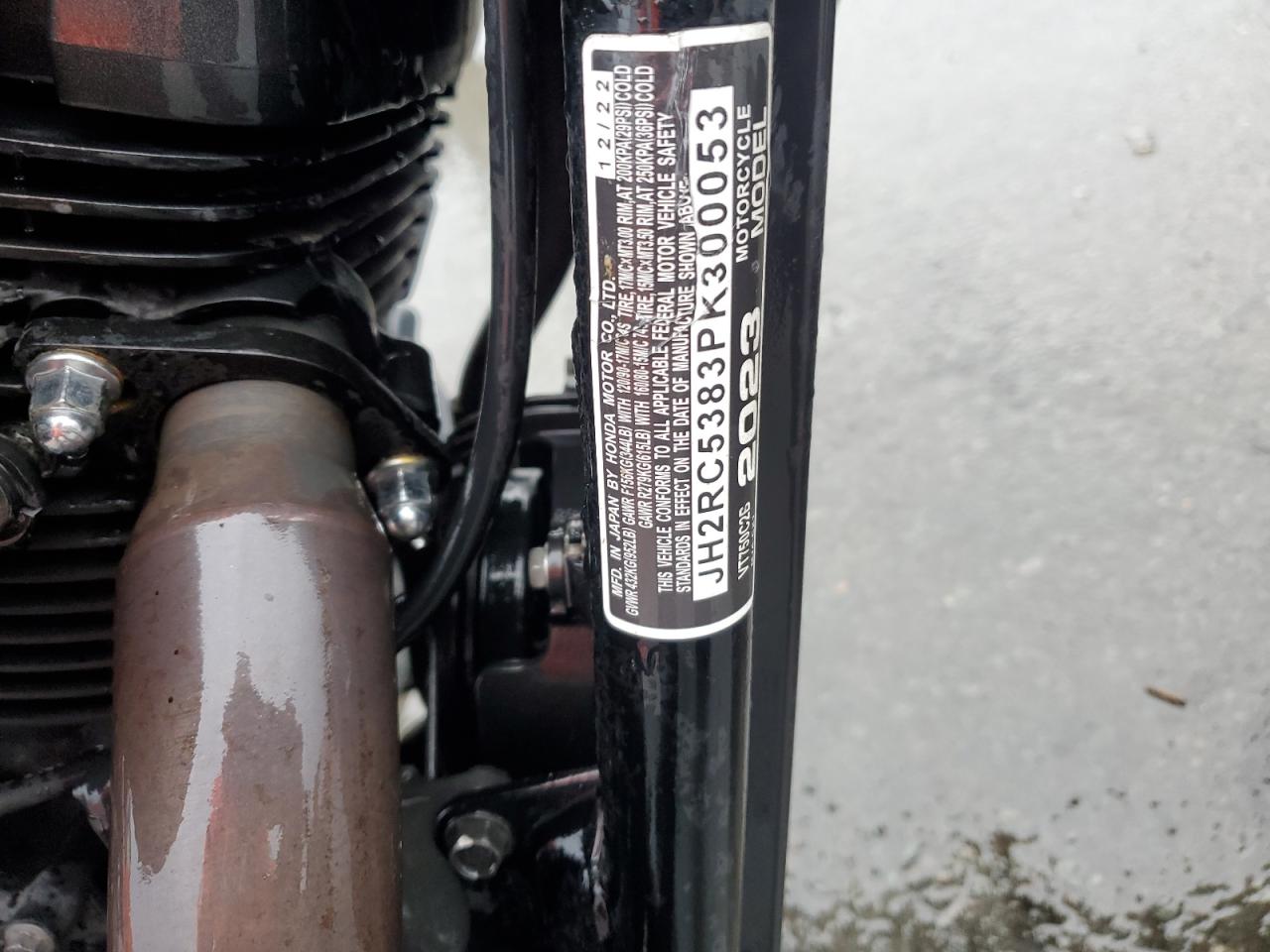 2023 Honda Vt750 C2B VIN: JH2RC5383PK300053 Lot: 81084515