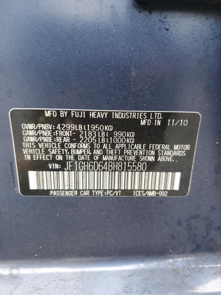 2011 Subaru Impreza Outback Sport VIN: JF1GH6D64BH815580 Lot: 82105335