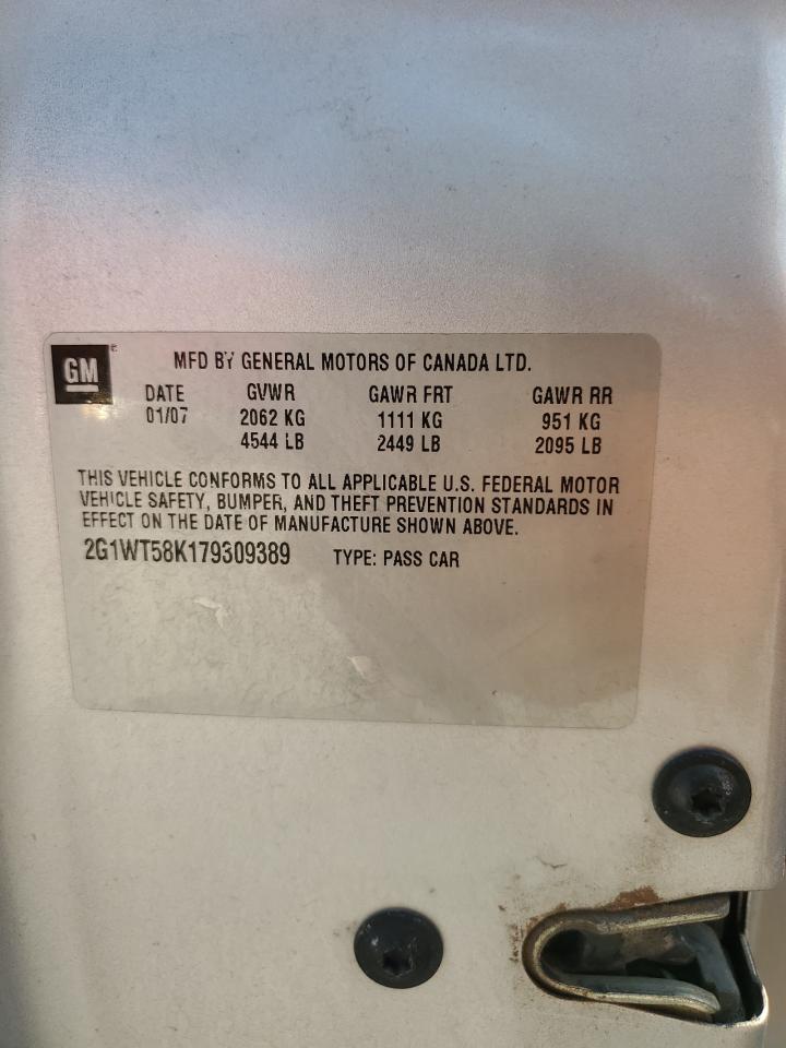 2007 Chevrolet Impala Lt VIN: 2G1WT58K179309389 Lot: 70817605