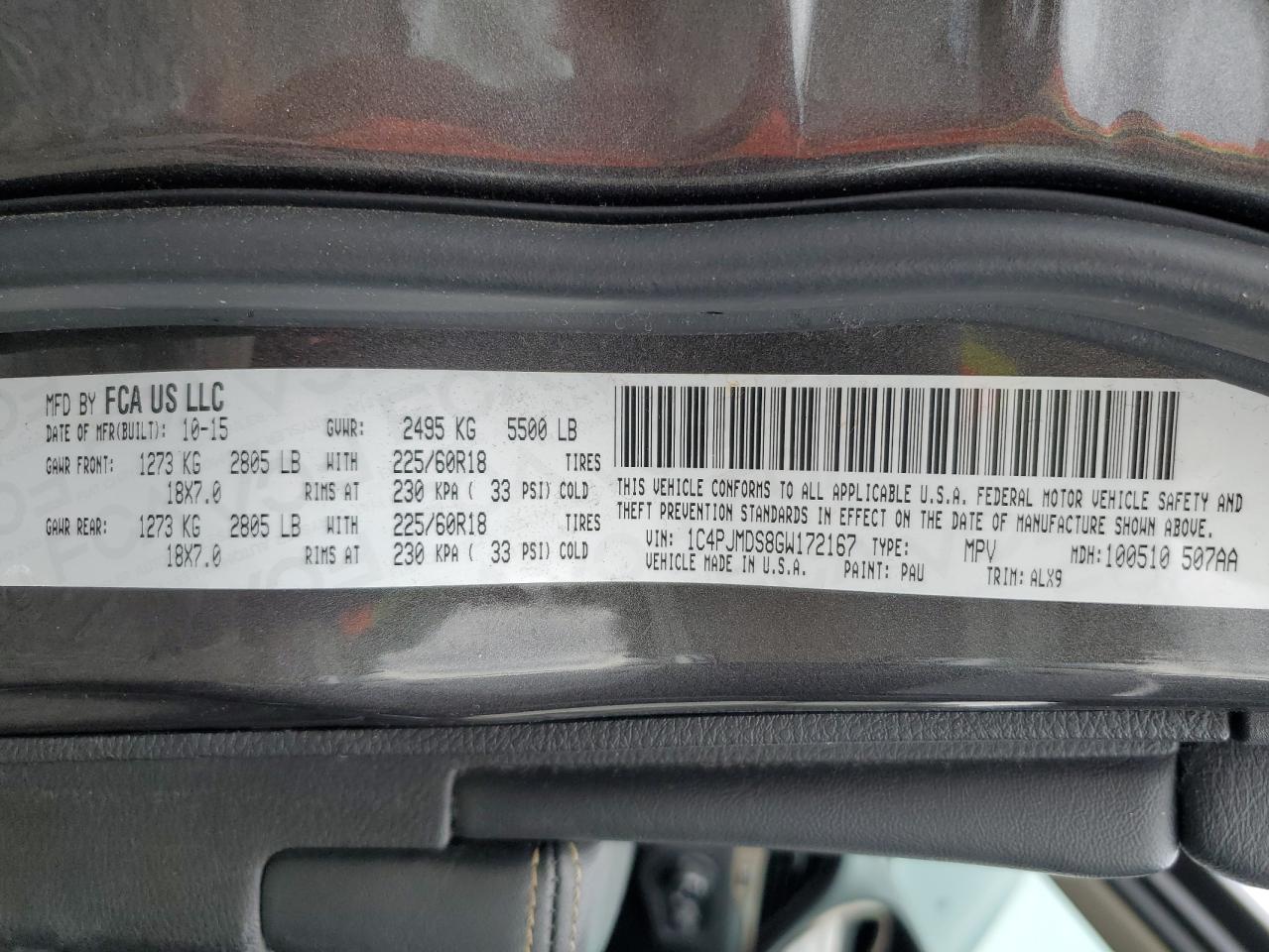 2016 Jeep Cherokee Limited VIN: 1C4PJMDS8GW172167 Lot: 81022935