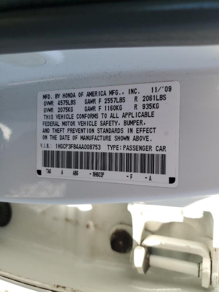 2010 Honda Accord Exl VIN: 1HGCP3F84AA008753 Lot: 71058655