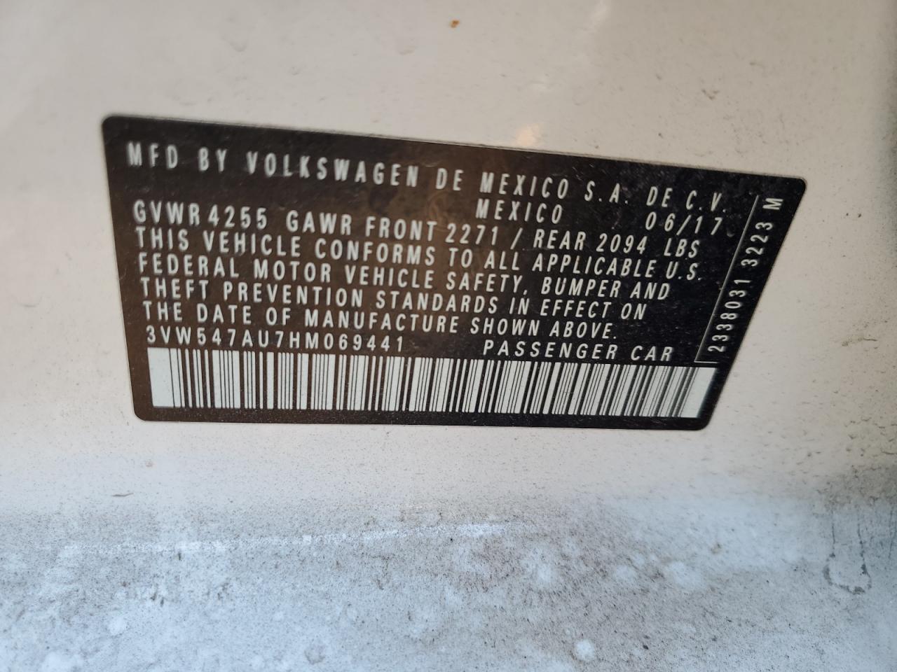 2017 Volkswagen Gti Sport VIN: 3VW547AU7HM069441 Lot: 81313865