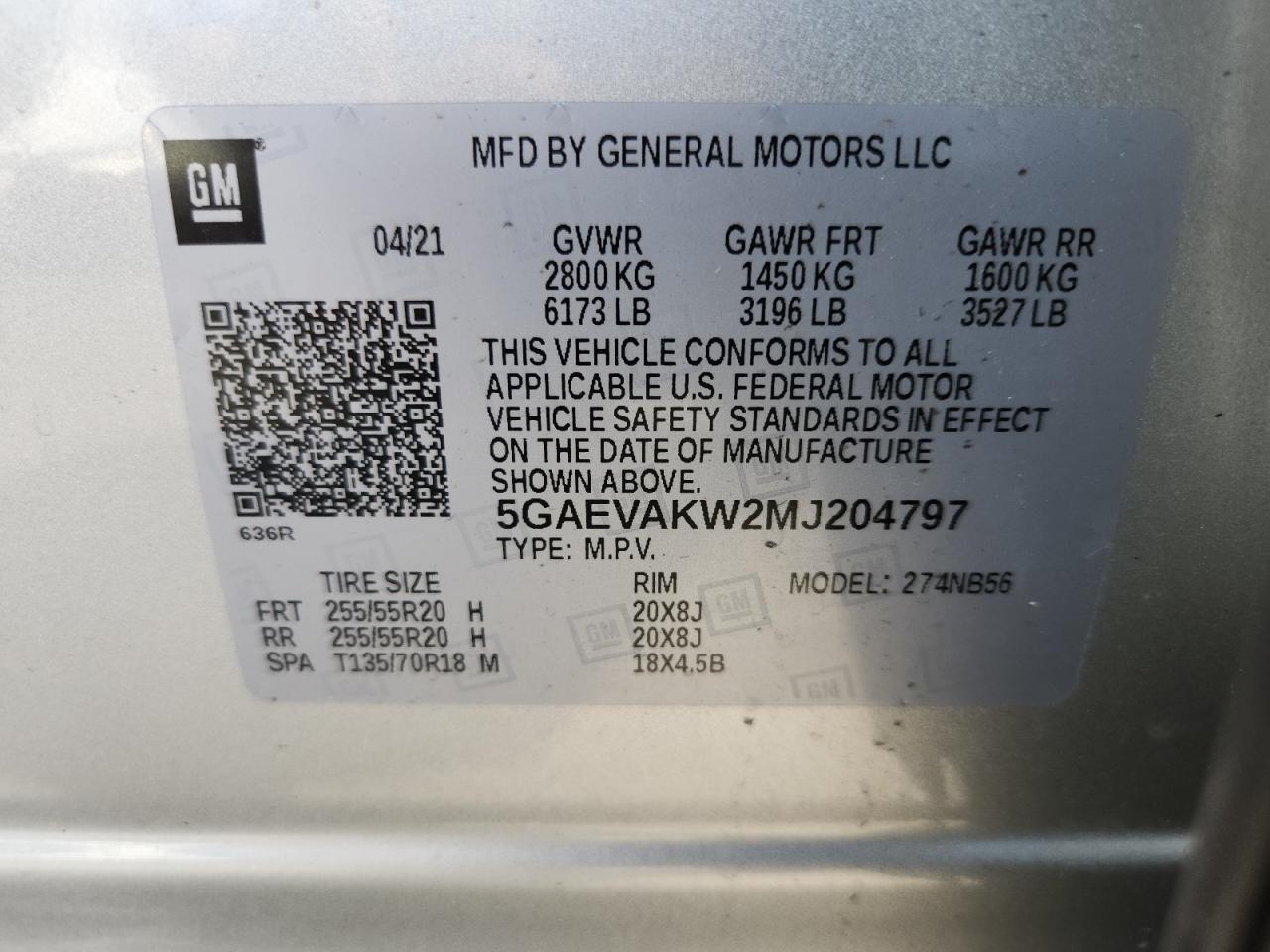 2021 Buick Enclave Essence VIN: 5GAEVAKW2MJ204797 Lot: 71662485